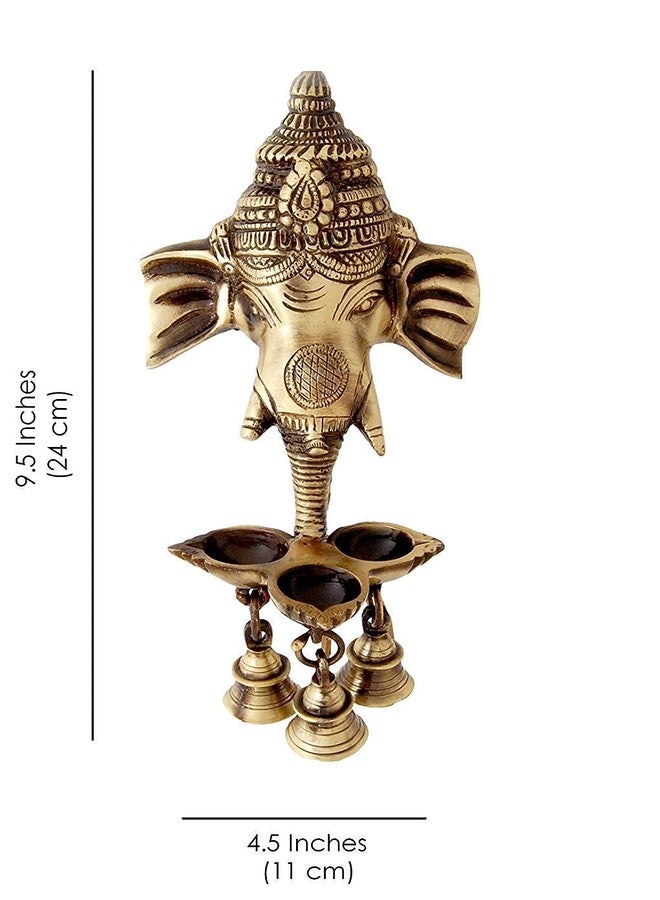 ARYADIT مصباح غانيشا معدني معلق على الحائط من أرياديت مع أجراس لتزيين المنزل، مصباح زيتي ذهبي معلق، هدايا ديوالي، مصابيح ديوالي، جرس للعبادة، ديكور معبد، قياسي، عبوة من قطعة واحدة - Image 3